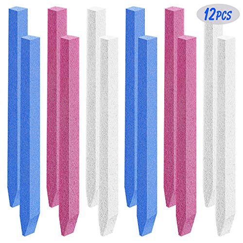 Mudder 12 Pcs Stone Nail File Pumice Stone Stick Nail Cuticle Pusher Rock for Fingernail Toenail Buffing Tools for Home Salon