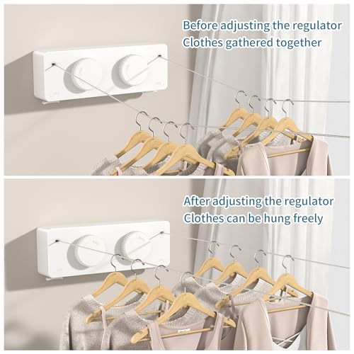 JOOM Retractable Clothesline Indoor, Dual 2 x 13.8 FT Clothes Lines, White - color: White Locking Update