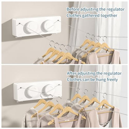 JOOM Retractable Clothesline Indoor, Dual 2 x 13.8 FT Clothes Lines, White - color: White Locking Update