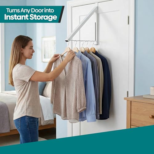 HOLDN’ STORAGE Over The Door Hanger, Single Foldable Rack Organizer, 2 Pack - color: White, size: 2 Pack