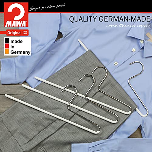 Mawa by Reston Lloyd Trouser Series Non-Slip Space-Saving Clothes Hanger with Single Rod for Pants, Style KH/1, Set of 10, White - color: Set of 10, size: White