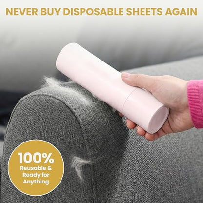Pet Hair Remover Roller – Reusable Lint Roller for Cat & Dog Hair on Furniture, Couch, Carpet, Car & Bedding – Portable, Eco-Friendly - color: Pink