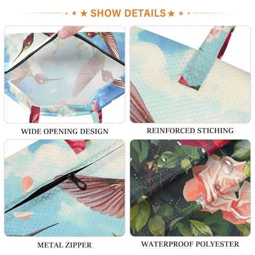 Travel Laundry Bags 2 PC Wet Dry Bag with Handle Dirty Clothes Organizer for Swimsuits Beach Camping Waterproof Washable Cartoon July 4th Red Roses and Hummingbirds - color: Cartoon July 4th Red Roses and Hummingbirds