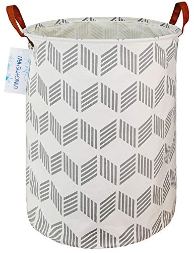 Round Laundry Basket Collapsible Storage Hamper Organizer Gery Wave - color: Gery wave