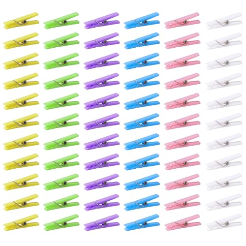 60Pcs Mini Clothespins for Baby Shower Games Boy Girl Clothes Pins 1.4Inch - color: Multicolor
