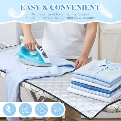 Tigeen Extra Large Ironing Mat 54" x 32", Foldable Ironing Blanket for Countertop Tabletop Washer & Dryer, Thick Double-Sided Ironings Pad with Silicone Iron Rest, Portable Ironings Board Alternative