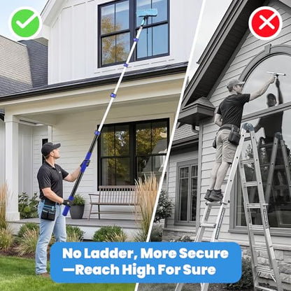 25ft High Reach Extendable Duster Kit with 4.5-18ft Extension Pole - size: 18FT POLE (Reach 25FT High)