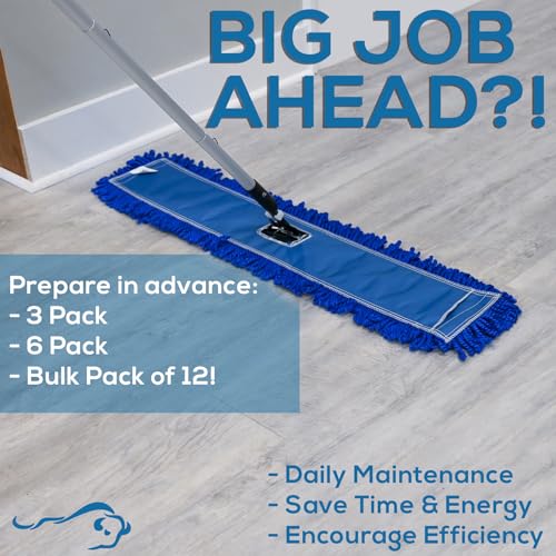 KLEEN HANDLER 36" Microfiber Dust Mop Head Replacement, Large, 6 Pack - color: Blue - 36 Inch, size: 6 Pack