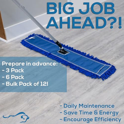 KLEEN HANDLER 36" Microfiber Dust Mop Head Replacement, Large, 6 Pack - color: Blue - 36 Inch, size: 6 Pack