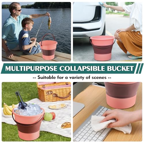 Collapsible Bucket 1.3 Gallon/5L Small Capacity Foldable Cleaning Buckets - color: Small Pink