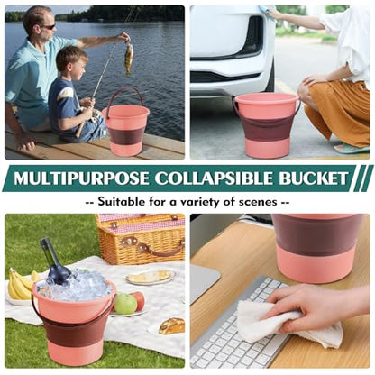 Collapsible Bucket 1.3 Gallon/5L Small Capacity Foldable Cleaning Buckets - color: Small Pink