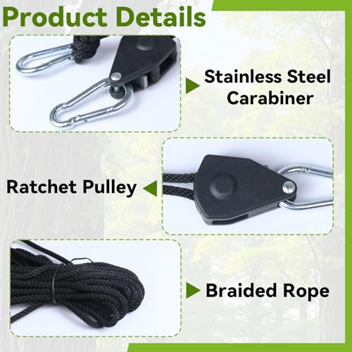 2PCS Retractable Travel Clothesline with Adjustable Pulley & Carabiner Rope
