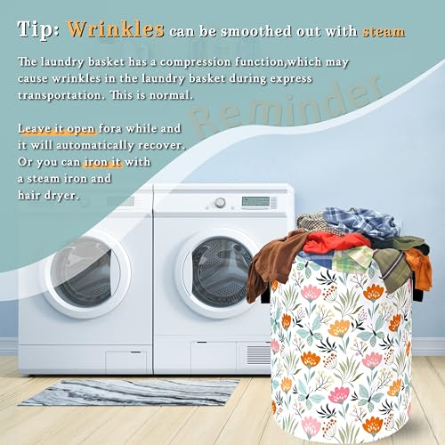 Beautiful Floral Laundry Basket Oxford Cloth Foldable Hamper 18.9x16.5Inch - color: Cute Floral Beautiful Flowers