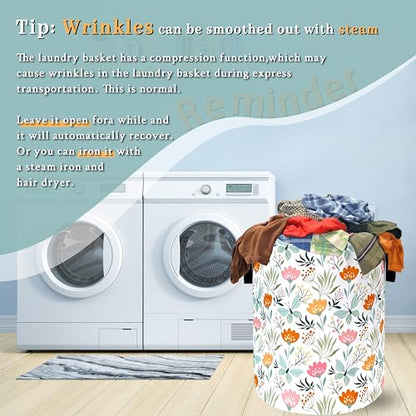 Beautiful Floral Laundry Basket Oxford Cloth Foldable Hamper 18.9x16.5Inch - color: Cute Floral Beautiful Flowers