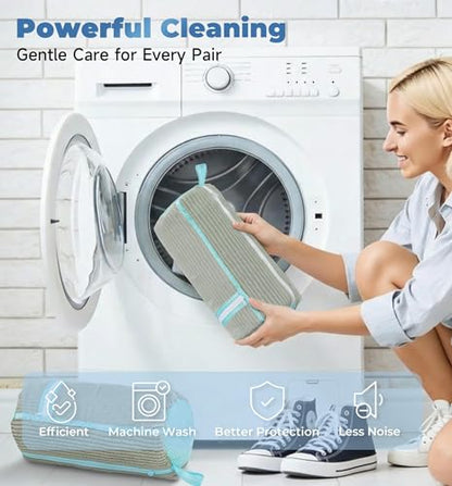 Shoe Washing Machine Bag 2-Pack, Reusable Heavy Duty Laundry Bag - 360° Deep Clean for Sneakers, Tennis Shoes in Washer & Dryer, Prevents Deformation, Grey - color: Grey