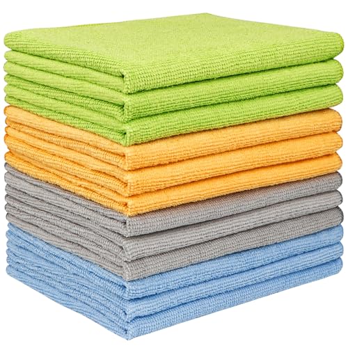 AIDEA Microfiber Cleaning Cloth 12 Pack, Microfiber Towels for Cars, Soft & Absorbent Cleaning Rags, Premium Lint Free Shop Towels for House, Kitchen, Car, 12inx16in - color: Multi-colored, size: 12inx16in