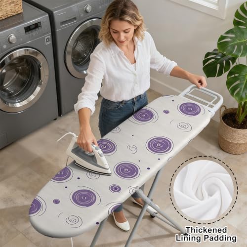 Ironing Board Cover 15"x54"，Standard Ironing Board Replacement Cover，Easy Fit - color: Light Purple and Beige, size: 15"x54"