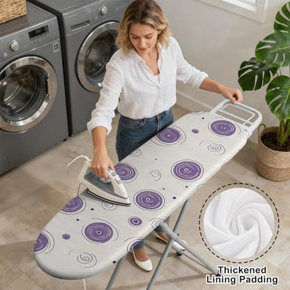 Ironing Board Cover 15"x54"，Standard Ironing Board Replacement Cover，Easy Fit - color: Light Purple and Beige, size: 15"x54"