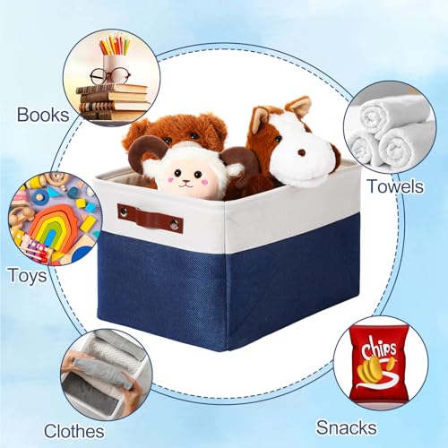 Uiifan 16 x 12 x 10 Inch 8 Pack Fabric Storage Baskets with Handles, Blue - color: Blue, size: 16 x 12 x 10 Inch