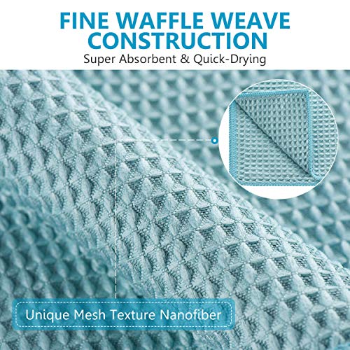 8 Pack Waffle Weave Microfiber Towels,Premium 3D Mesh Waffle Weave Quick Drying Towel for Car Detailing,All-Purpose Streakless Microfiber Cleaning Cloth Kitchen Dish Rags,12 x 12 Inches,Blue - color: Blue