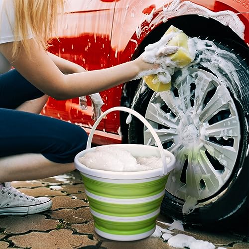 Pine-Sol Collapsible Bucket 2.6 Gallon - Multipurpose Foldable Pail for Cleaning, Car Wash, Outdoor, and Camping - Portable Round Plastic Tub with Handle (Pack of 6) - size: 2.6G (Pack of 6)