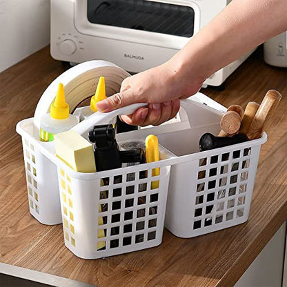 Portable Shower Caddy Basket Plastic Storage Basket with Compartments White - color: White