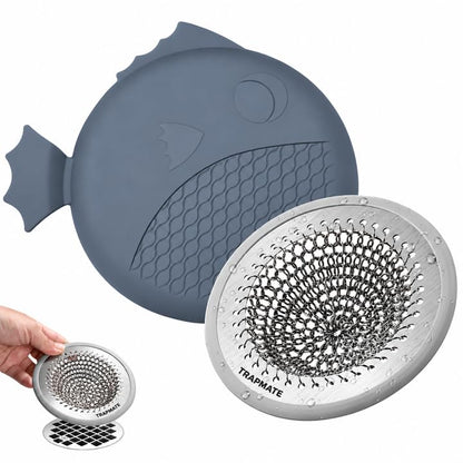 TRAPMATE Shower Drain Hair Catcher, Patented Bathtub Stopper Drain Strainer Kit, Fast Drainage Stainless Steel Shower Drain Cover for US Standard Flat Drains of Bathroom and Shower Room - color: Gray Gray