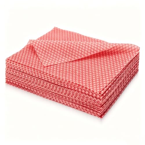 60Pack Disposable Dish Cloths for Kitchen,13.8x15.7 Cleaning Wipes - color: Red