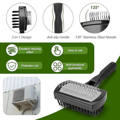 Cenipar Air Conditioner Coil Cleaning Brush Fin Comb Straightener 2 PCS Include Dual-Sided HVAC Coil Cleaning Brush and Metal Radiator Fin Comb for Air Conditioner Condenser - color: Black
