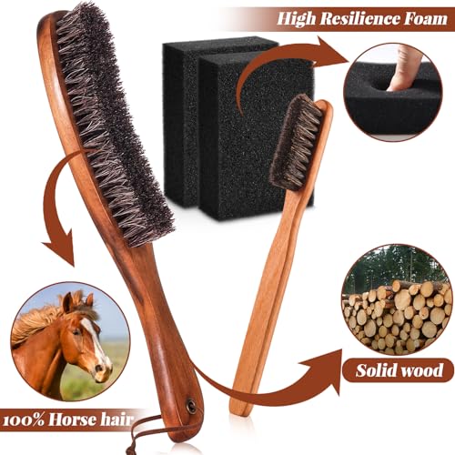 4 Pcs Horsehair Felt Hat Brush Kit with Cleaning Sponge Cowboy Clean Hat Wood Fedora Hat Cleaning Set Baseball Cap Lint Brush Remove Dust for Hair Furniture Suits Clothes(Style B) - style: Style B
