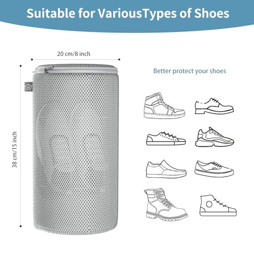 Shoe Washing Machine Bag, Large Laundry Bag for Sneaker, Grey, 8x15", 2Pcs - color: Grey, size: 2XL(8x8x15")