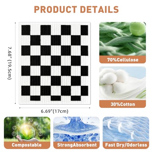Swedish Dishclothsfor Kitchen, 4 Pack, Reusable, Super Absorbent - color: Geometric