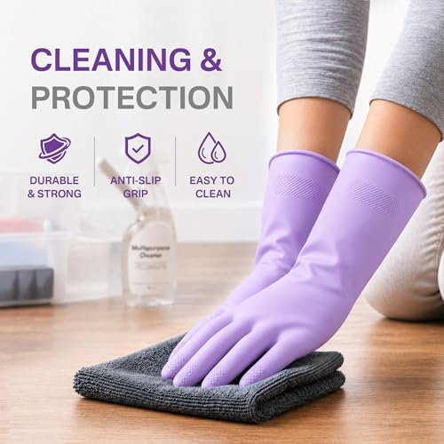 3 Pairs Dishwashing Gloves, Reusable Dish Gloves for Household Cleaning, Waterproof Rubber Dish Washing Glove - color: Lavender+pink+sage Green, size: Small (3 Pairs)