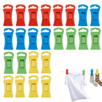 24Pcs Washing Machine & Dryer Sock Clips, Non-Slip Clips with Hooks, Laundry Holders & Organizers for Storage