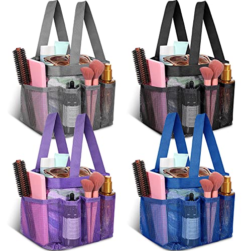 Hillban 4 Pcs Portable Mesh Shower Caddy, Blue, Purple, Black, Gray - color: Blue, Purple, Black, Gray