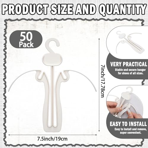 Novabright 50 Pack Sandal Hangers, 7 Inch Plastic Flip Flop Hooks, White - color: White