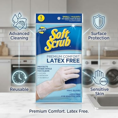 Soft Scrub Vinyl Cleaning Gloves L White – Latex Alternative for Dish – Rubber for Kitchen Gloves – Household Essentials Cleaning Tools