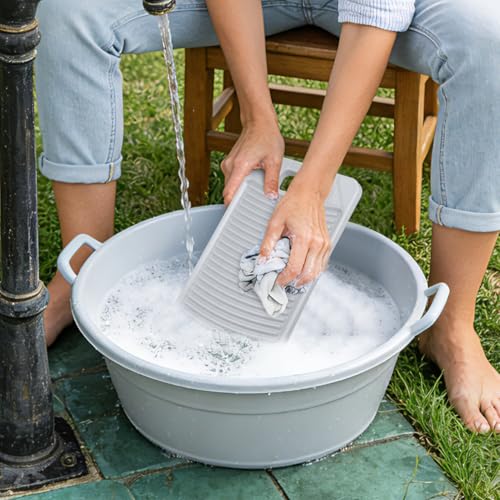 Homoyoyo Laundry Washboard, Hand Washing Clothes Tool Small Board Plastic Non-Slip Surface Efficient Stain Removal Portable Scrub Board Efficient Cleaning Tool for Laundry Hand Washing Clothes 11.2IN