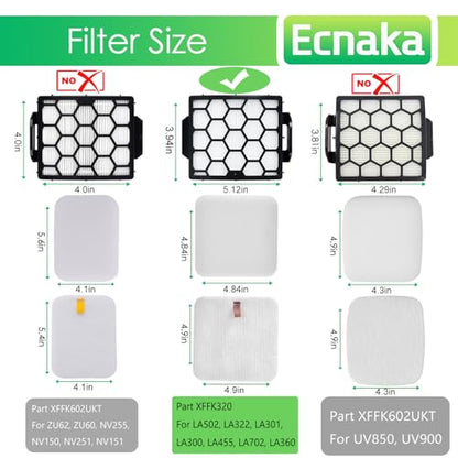 LA502 Filters Replacement for Shark LA502, LA322, LA301, LA300, LA351,LA360,LA401, LA455, LA500, LA502, LA702 Rotator Lift-Away ADV DuoClean PowerFins Upright Vacuum (Not fit UV850 UV900 vacuum)