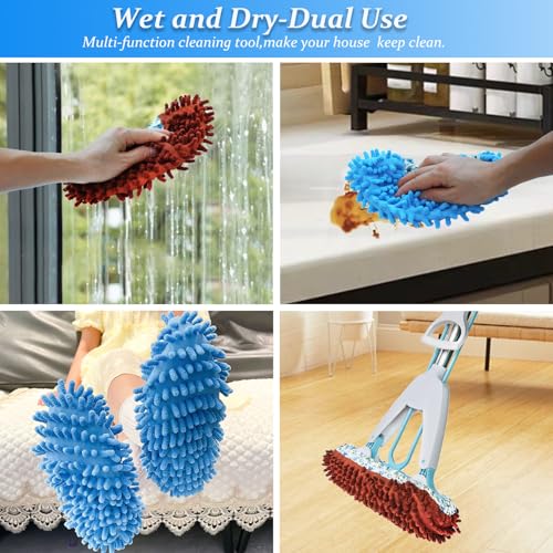 Mop Slippers Shoes Cover Duster - Microfiber Mopping Slippers for Floor Cleaning,Floor Cleaning Tools, Washable Reusable Mop Shoes Microfiber Foot Socks (2 Pairs)