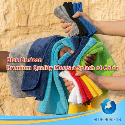 Microfiber Cleaning Towels, 24 Pack, Double Sided Ultra Soft Plush Washcloth, All Purpose Premium Microfiber Detailing Cleaning Cloths Shop Towels(16" x 16", Navy Blue) - color: Navy Blue