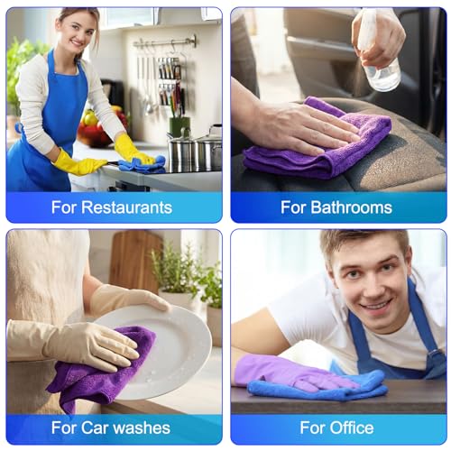 Nuenen Car Microfiber Clean Cloths, Purple,Blue, 16 x 16 Inch, 60 Pcs - color: Purple,blue, size: 16 x 16 inches