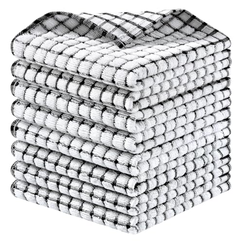 Homaxy 8 Pack Terry Kitchen Dish Cloths, 12"x12", Black - color: Black, size: 12 x 12 - 8 Pack