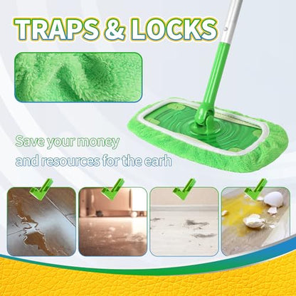 AmaVins Reusable Microfiber Mop Pads Compatible with Swiffer Sweeper Mop, Wet and Dry Flat Swiffer mop Cover, 5 Pack Washable Swiffer Pads for Surface/Hardwood Floor Cleaning (Mop is Not Included) - color: B-green 5 Pack