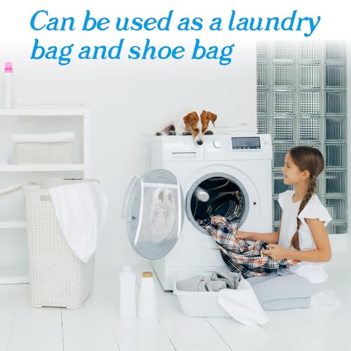2pcs Washing Machine Shoe Bag, Sneaker Dryer Bag for Front Loading Dryer, Reusable Mesh Laundry Bags for Shoes With Zipper for Most Dryer Machines Door White