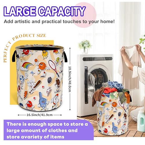 Balls Game Laundry Basket Foldable Oxford Cloth Hamper 18.9 x 16.5 Inch - color: Ball Game