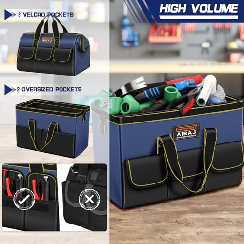 AIRAJ 2 Pack Large Tool Bag,16" & 18"Wide Mouth Tool Bags for Men and Women - size: 16"+18"