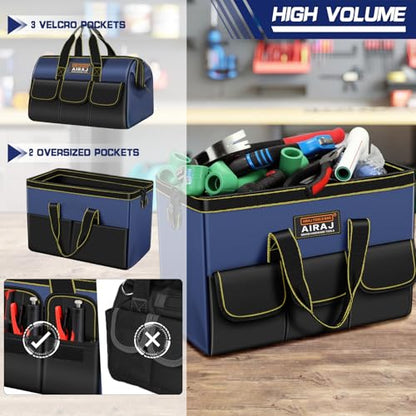 AIRAJ 2 Pack Large Tool Bag,16" & 18"Wide Mouth Tool Bags for Men and Women - size: 16"+18"