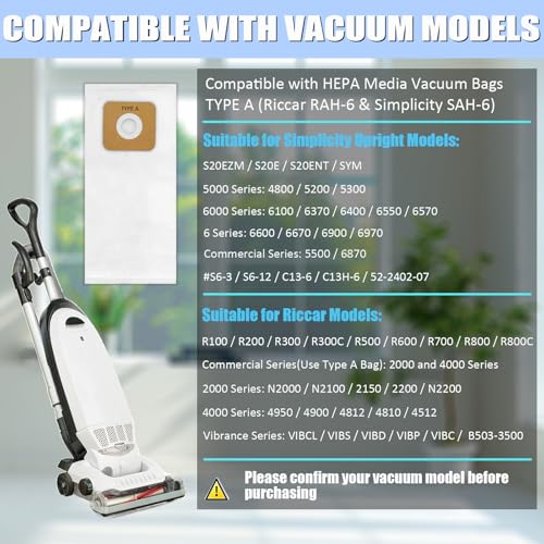 Type A HEPA Vacuum Bags for Riccar R-Series, Vibrance, 2000/4000 - size: 10 Pack
