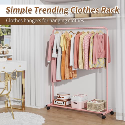 Simple Trending Clothes Clothing Garment Rack, Clothes Organizer, Pink - color: Pink, size: 14.75"D x 43.5"W x 54.25"H